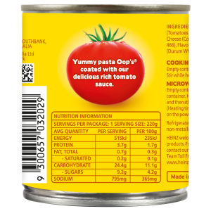  Heinz® Oop's® Pasta in Tomato Sauce 220g 