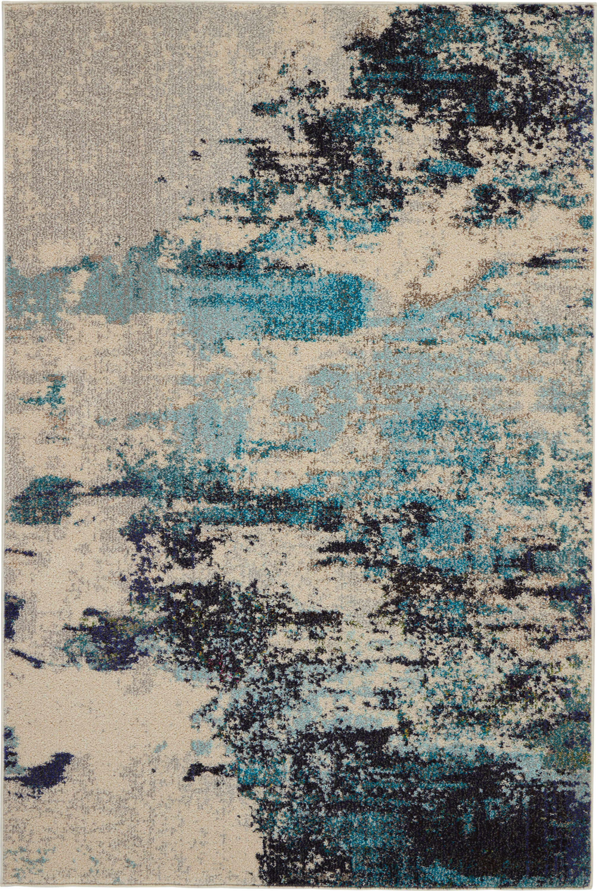 Nourison Celestial 3'11" x 5'11" Ivory Teal Blue Modern Indoor Rug