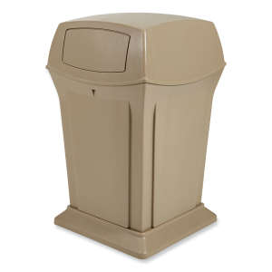 Rubbermaid Commercial, Ranger, 35 gal, Resin, Beige, Square, Receptacle