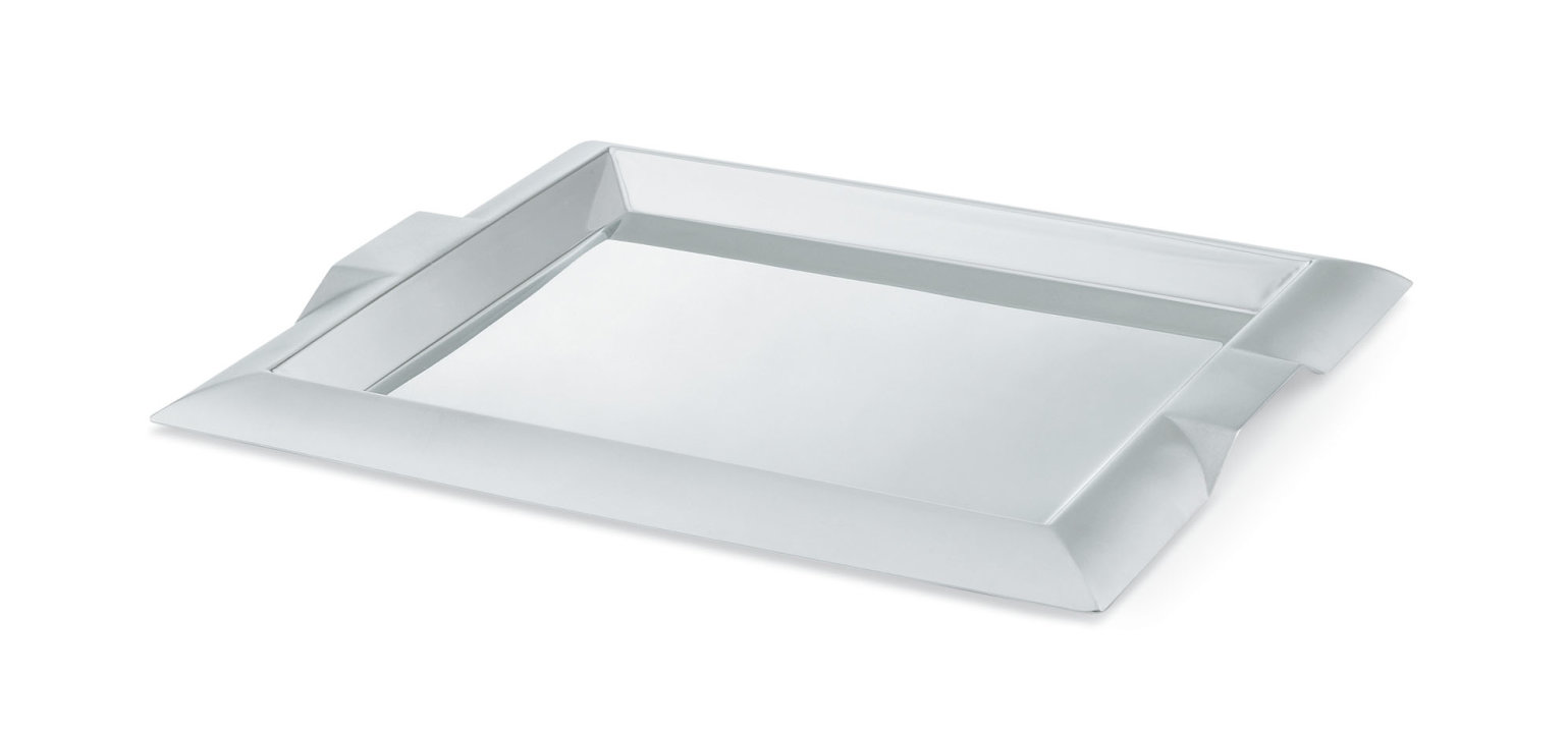 Small square stainless steel serving tray