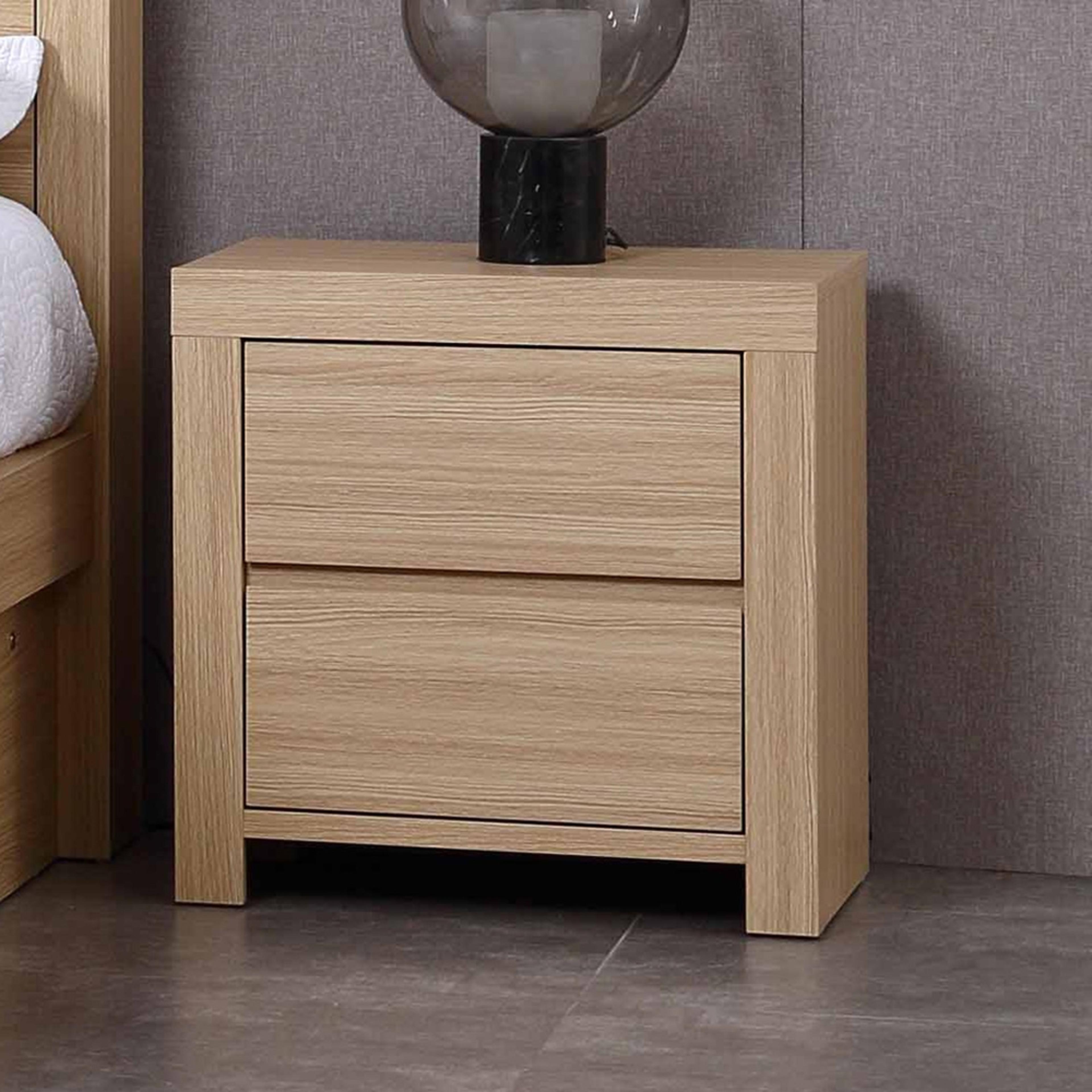 Product image of the  Lugano Bedside Table (2 Drawer), Alpine Oak from Forty Winks