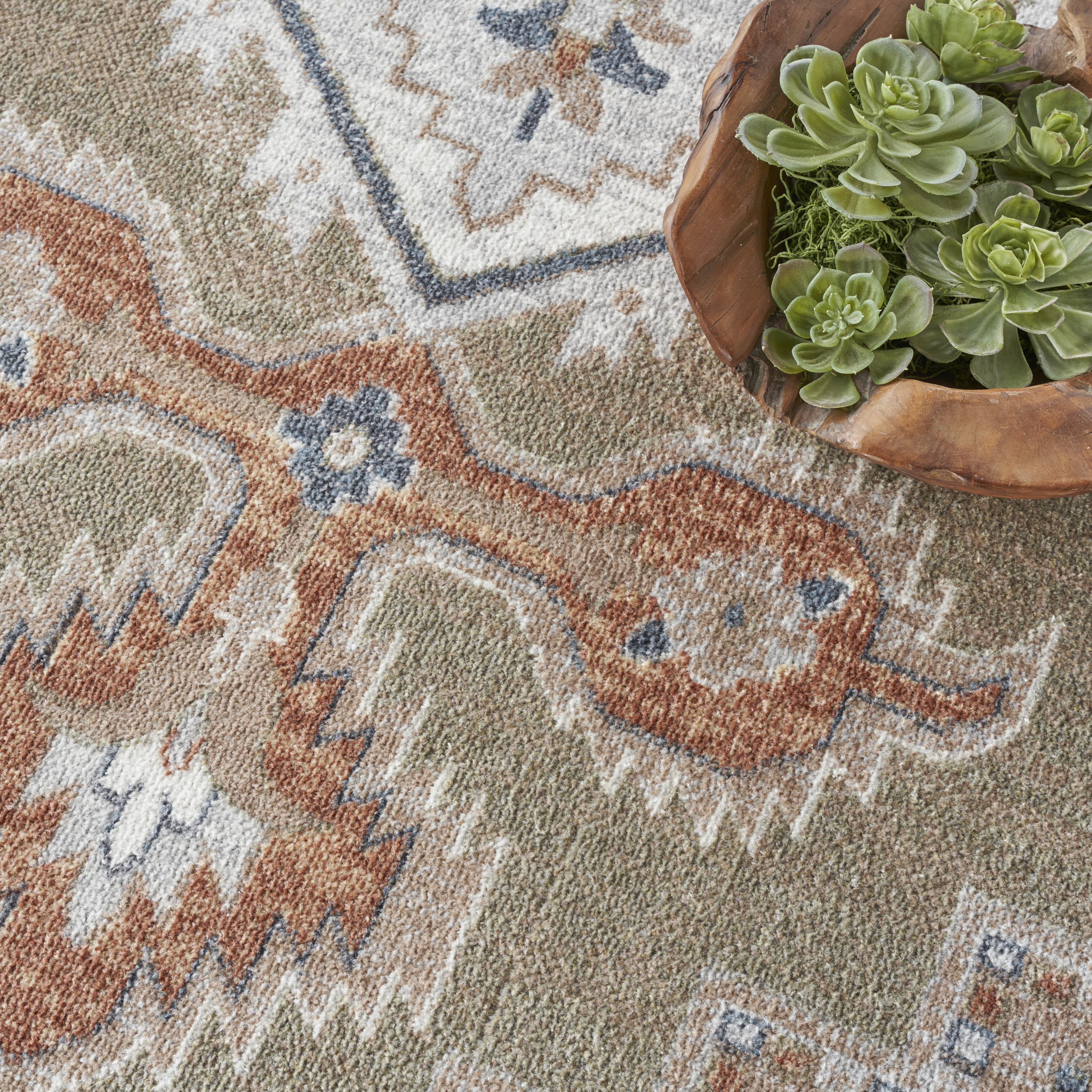 Nourison Astra Machine Washable 7'10" x 10' Sage Multi Vintage Indoor Rug