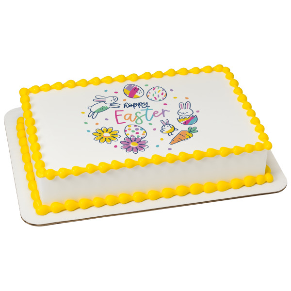 Hoppy Easter Doodle Bunny PhotoCake® Edible Image®