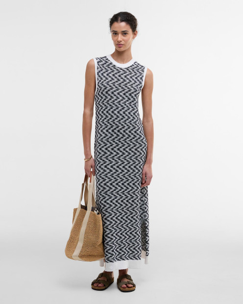 Olivia Knitted Midi Dress Cloud/Navy