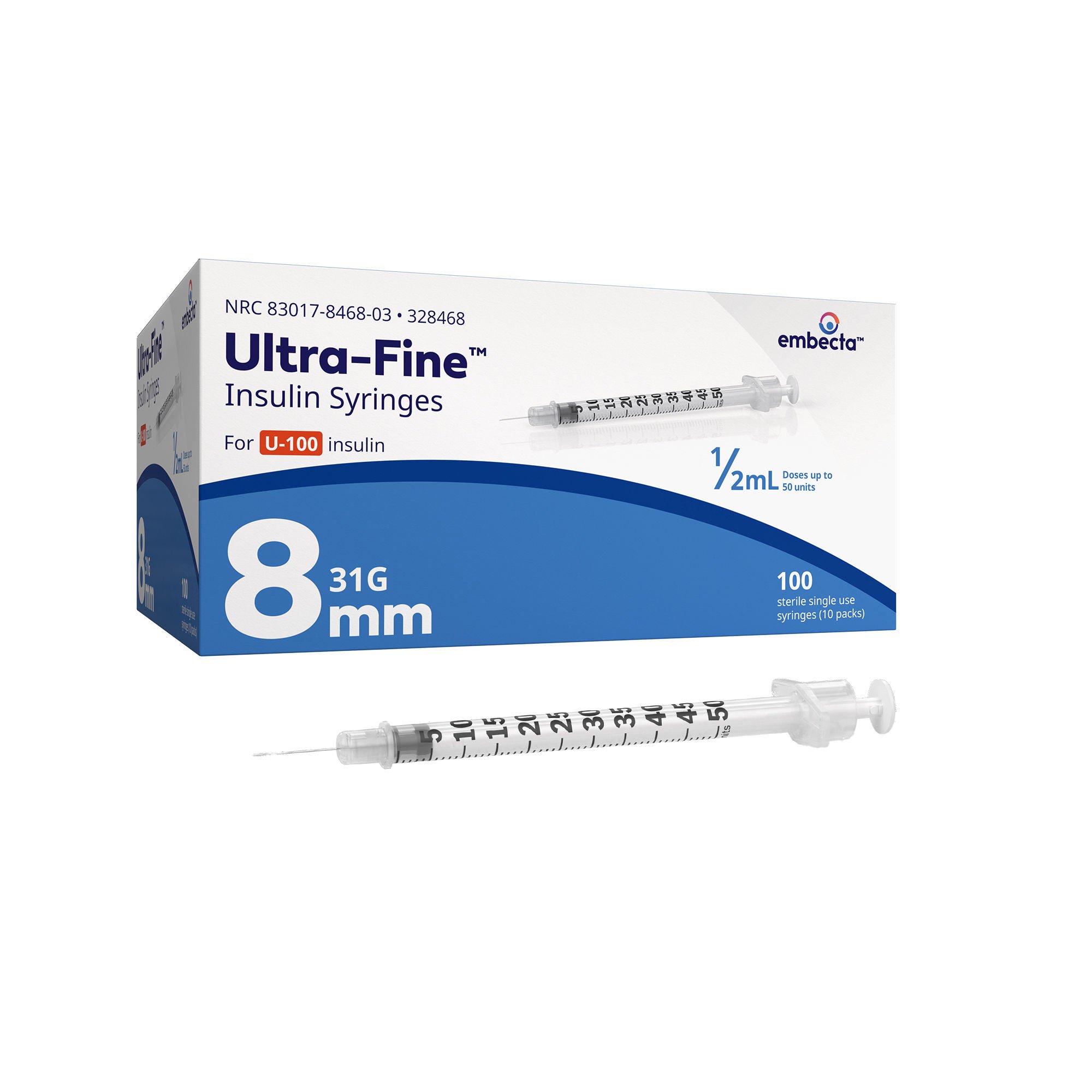 Embecta Medical II LLC SYRINGE/NDL, INSULIN 1/2CC 31GX5/16" (10/BG 10BG/BX 5BX/CS)