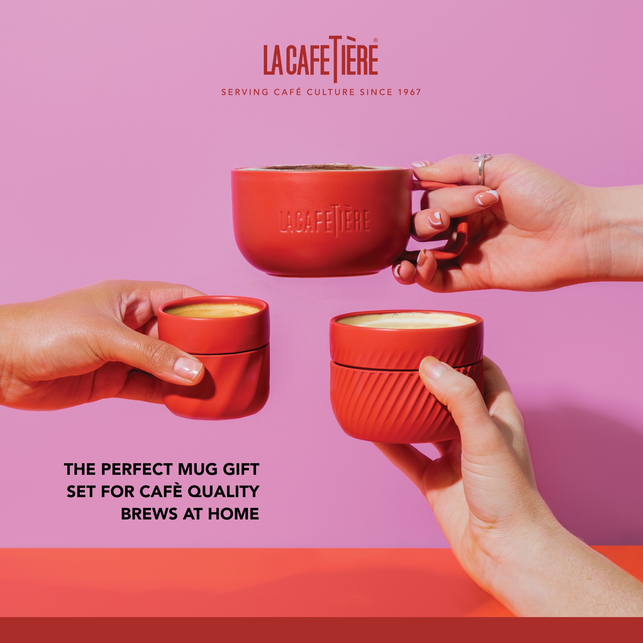 La Cafetiere 3pc Family Mug Set 380ml 200ml And 100ml Red - Picture 4 of 12