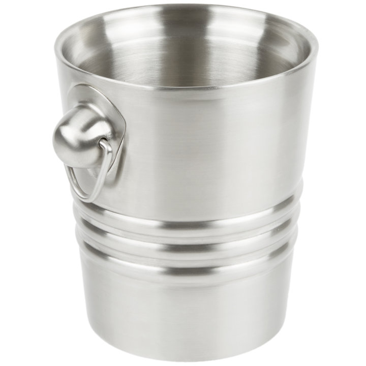 2 1/10-quart stainless steel double-wall wine bucket in satin finish with ring handles