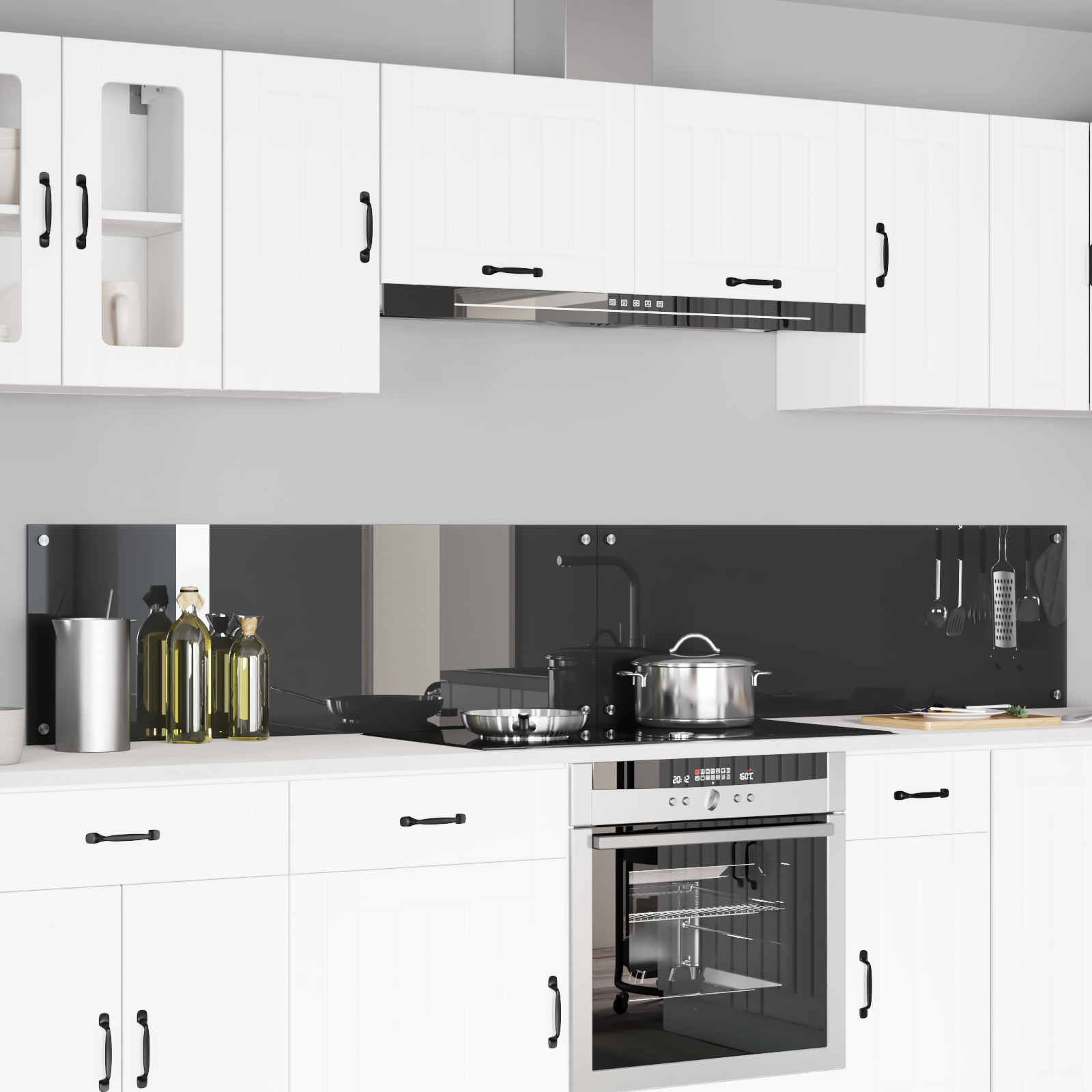 Keukenachterwand 2 pcs Donkergrijs 120 x 40 cm gehard glas image 2