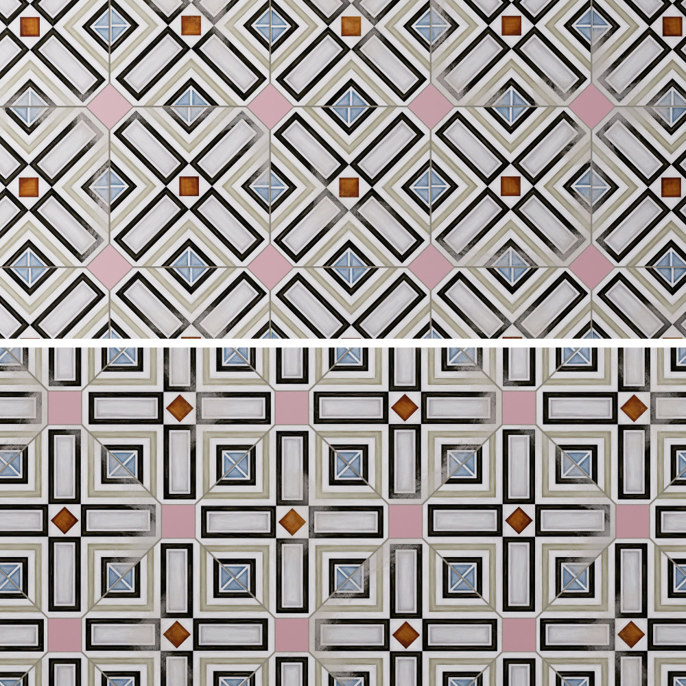 Vaudeville Octagon Deco Ritter with Taco Pink 7-7/8 in. x 7-7/8 in. Porcelain Floor and Wall Tile