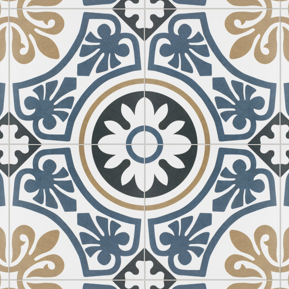 Majestic Tiena Blue 9.75x9.75 Square Porcelain Floor and Wall Digital Pattern