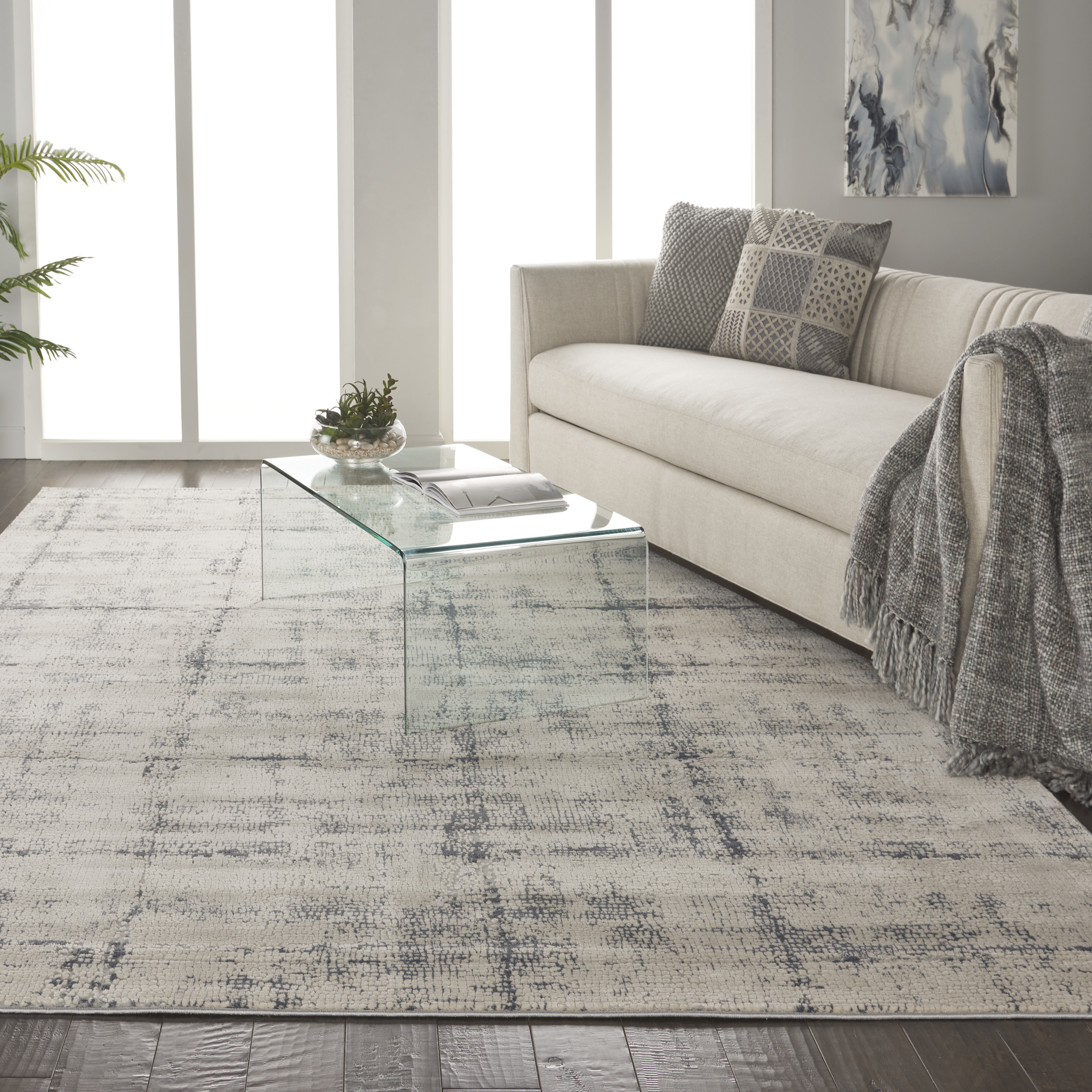Nourison Rustic Textures 7'10" x 10'6" Ivory/Blue Modern Indoor Rug