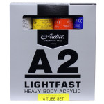 Atelier A2 Heavy Body Lightfast Artist Acrylic 120 ml Tubes 4 Color Set