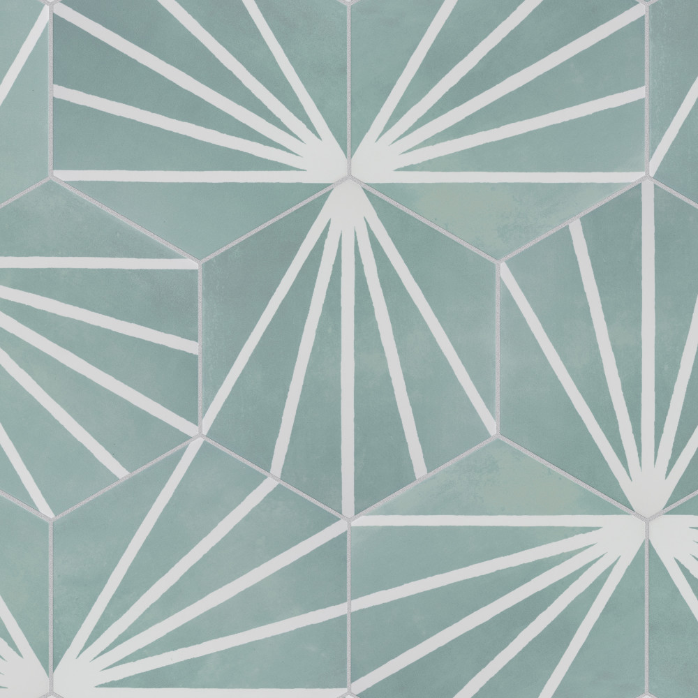 Horizon Dusk Hex Aquamarina 7.75x9 Hexagon Ceramic Floor and Wall Digital Pattern