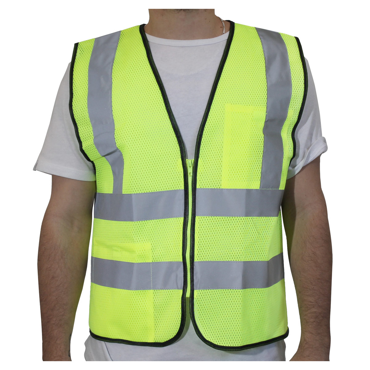 Rugged Blue Type R Class 2 High-Vis Two-Tone Mesh Safety Vest - High Vis Yellow