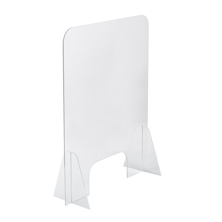 35.5-inch wide mobile pass-through safety guard with flat acrylic panel and two legs
