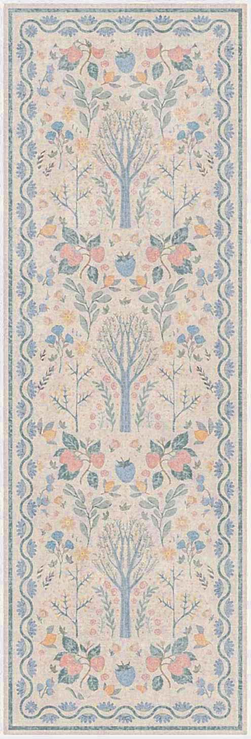 Nourison Botanical Washables 2' x 6' Ivory Multicolor Modern Indoor Rug