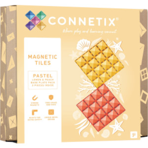 Magnetic Tiles Pastel Lemon & Peach Base Plate, 2 Pieces