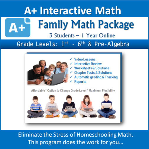 Online Family Math Package for 3 Students