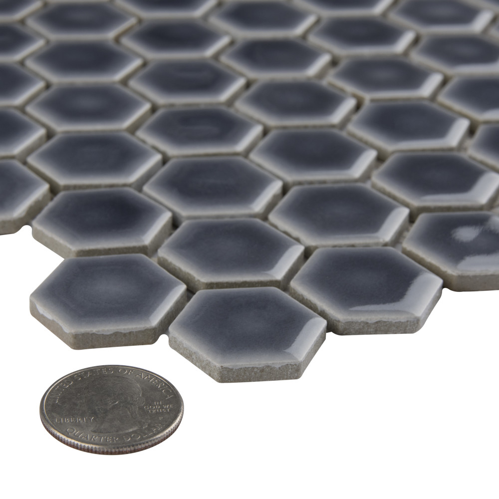 Hudson 1″ Hex Storm Grey 11-7/8 in. x 13-1/4 in. Porcelain Mosaic Tile