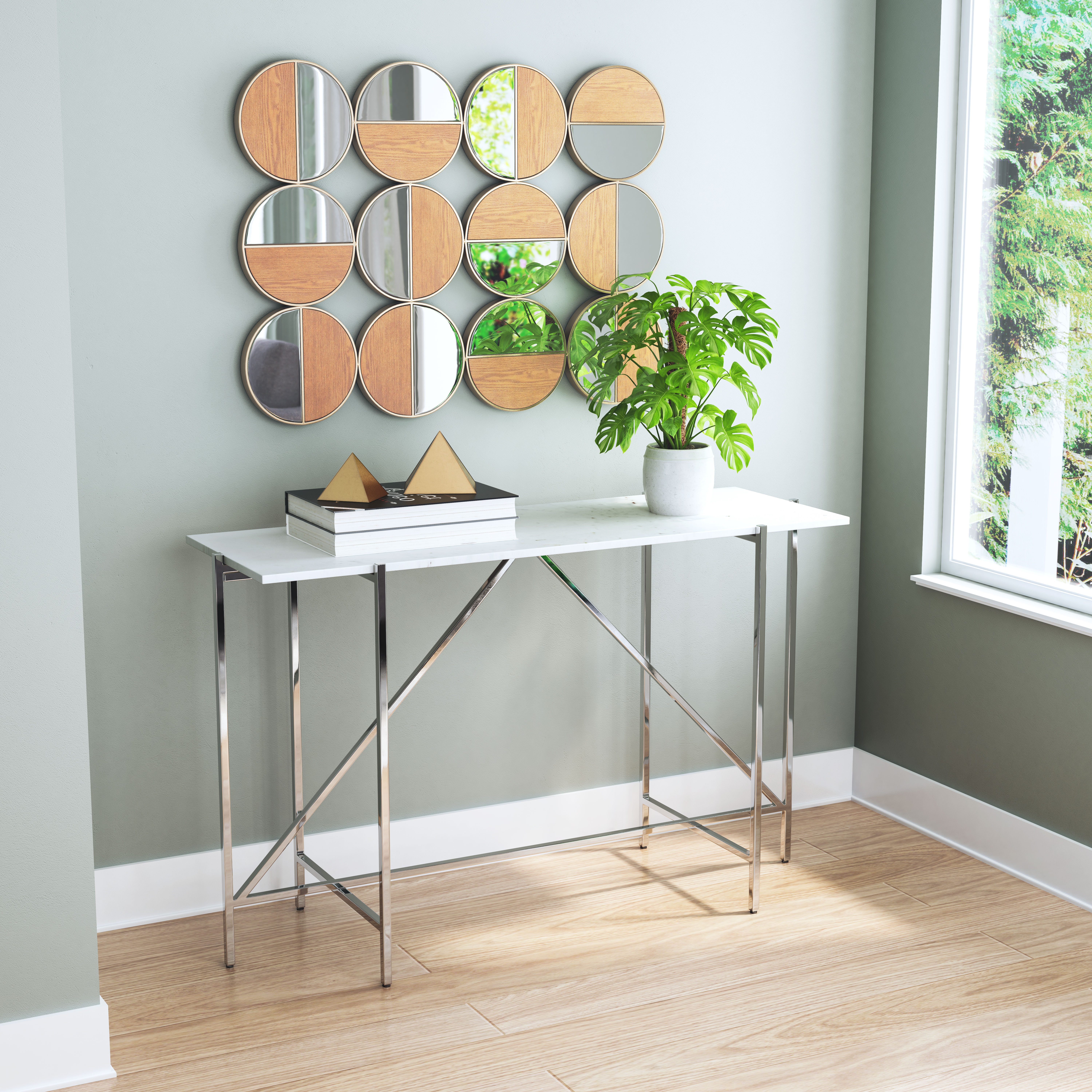 Cycle Round Mirror Gold & Walnut product image