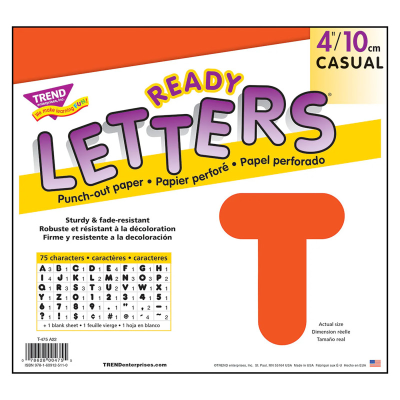 Orange 4" Casual Uppercase Ready Letters®