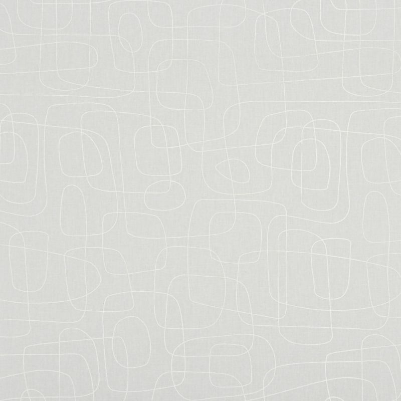 Light-gray wallpaper with thin white continuous looping lines (abstract mid-century pattern) covering a flat surface, creating subtle fabric texture and a calm, evenly lit backdrop.