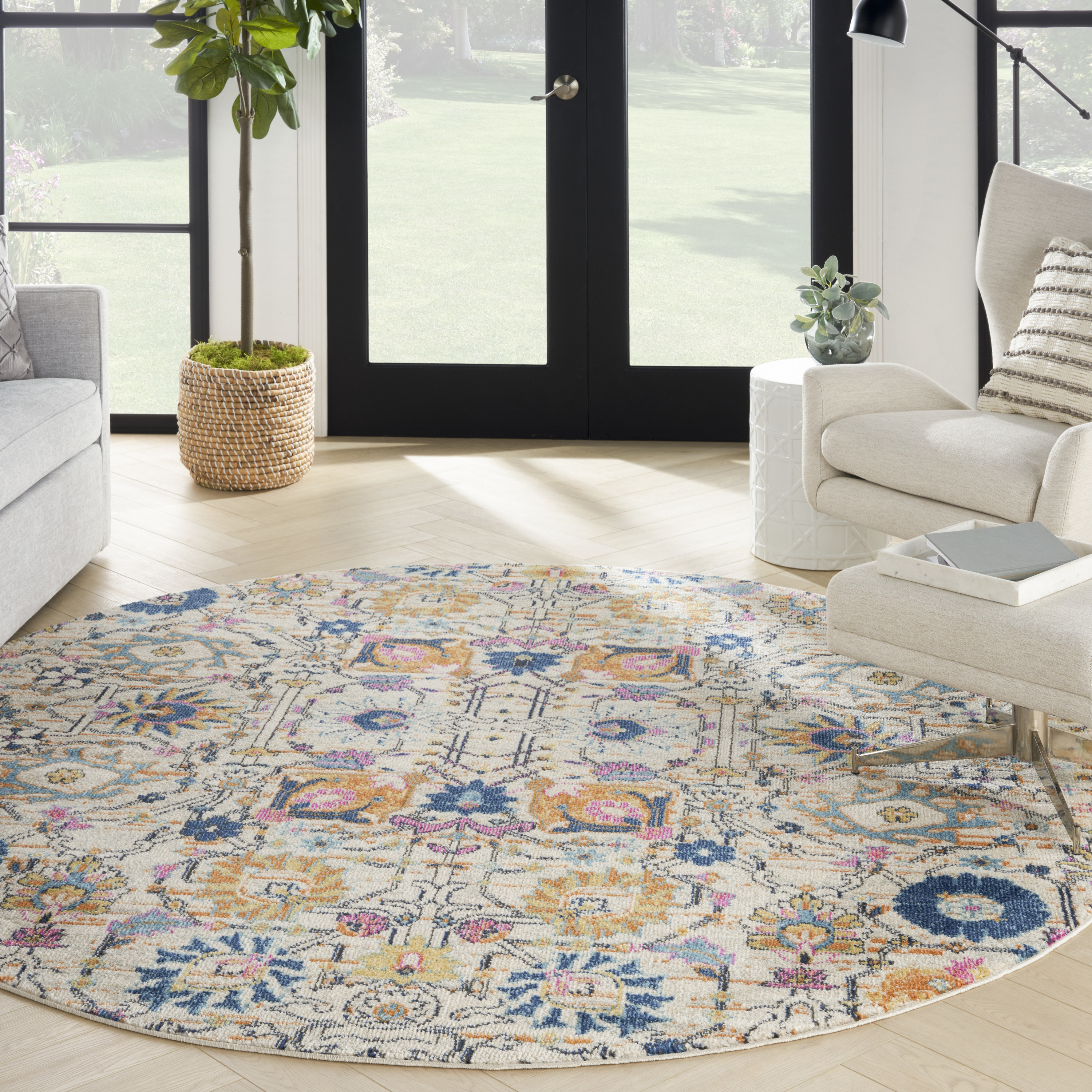 Nourison Passion 8' x Round Ivory Multicolor Bohemian Indoor Rug