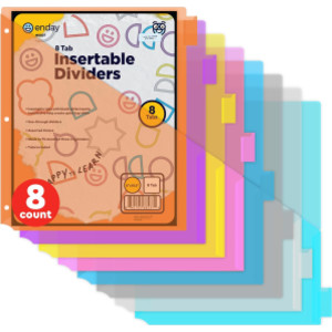 8-Tab Binder Dividers with Pockets, Multi-Color
