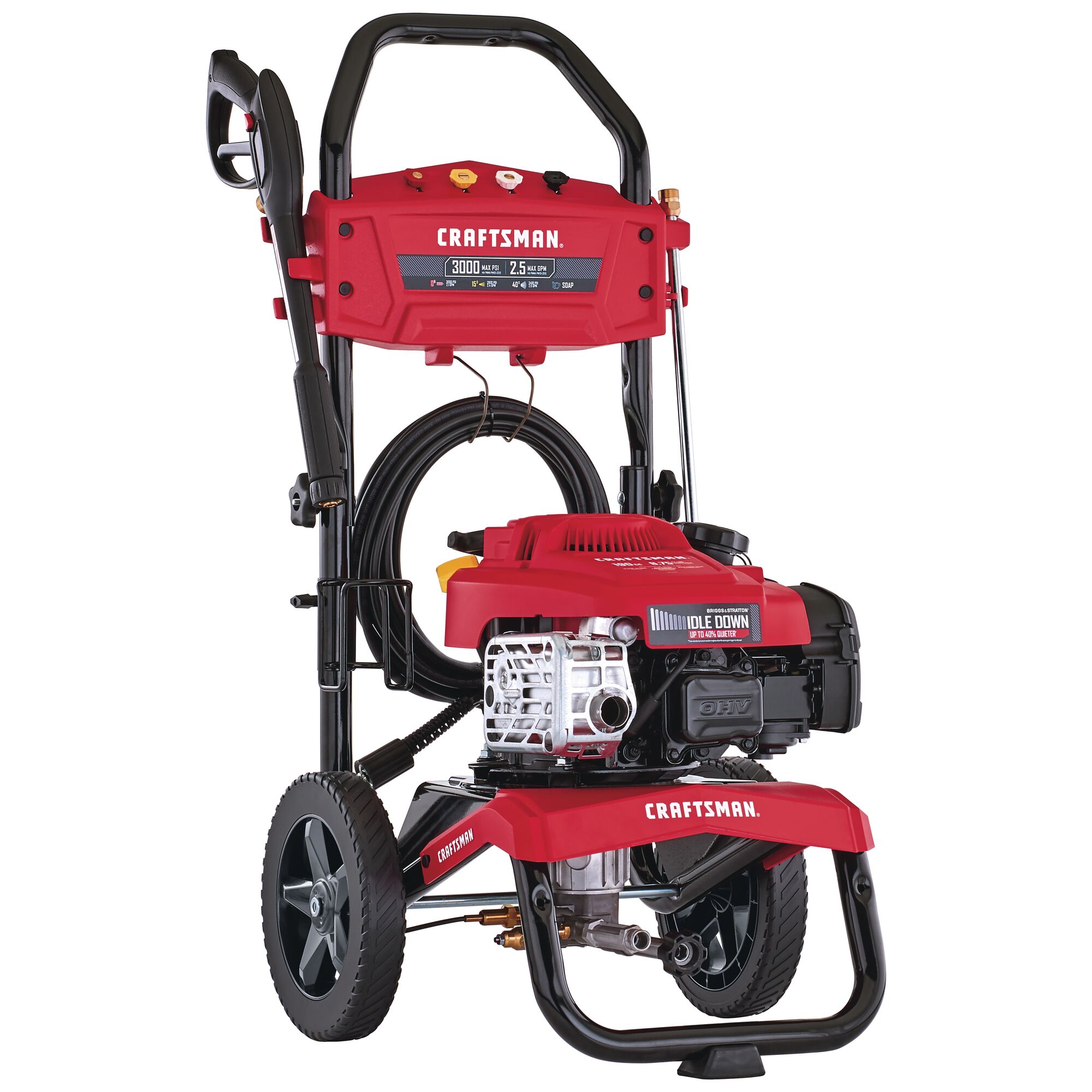 Left profile of 3000 MAX Pounds per Square Inch or 2 and five tenths MAX Gallons Per Minute Pressure Washer.