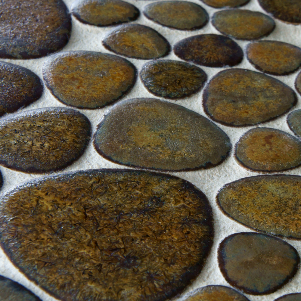 Pebble Brownstone 10-3/4 in. x 10-7/8 in. Porcelain Mosaic Tile