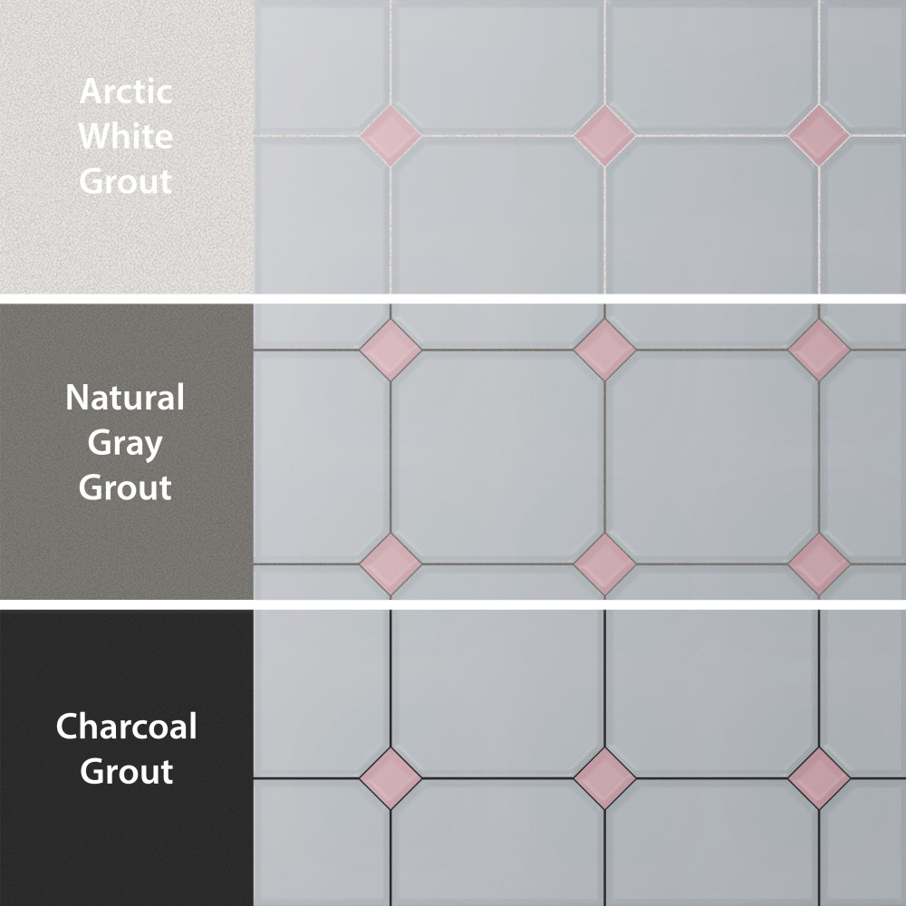Vaudeville Octagon Humo with Taco Pink 7-7/8 in. x 7-7/8 in. Porcelain Floor and Wall Tile