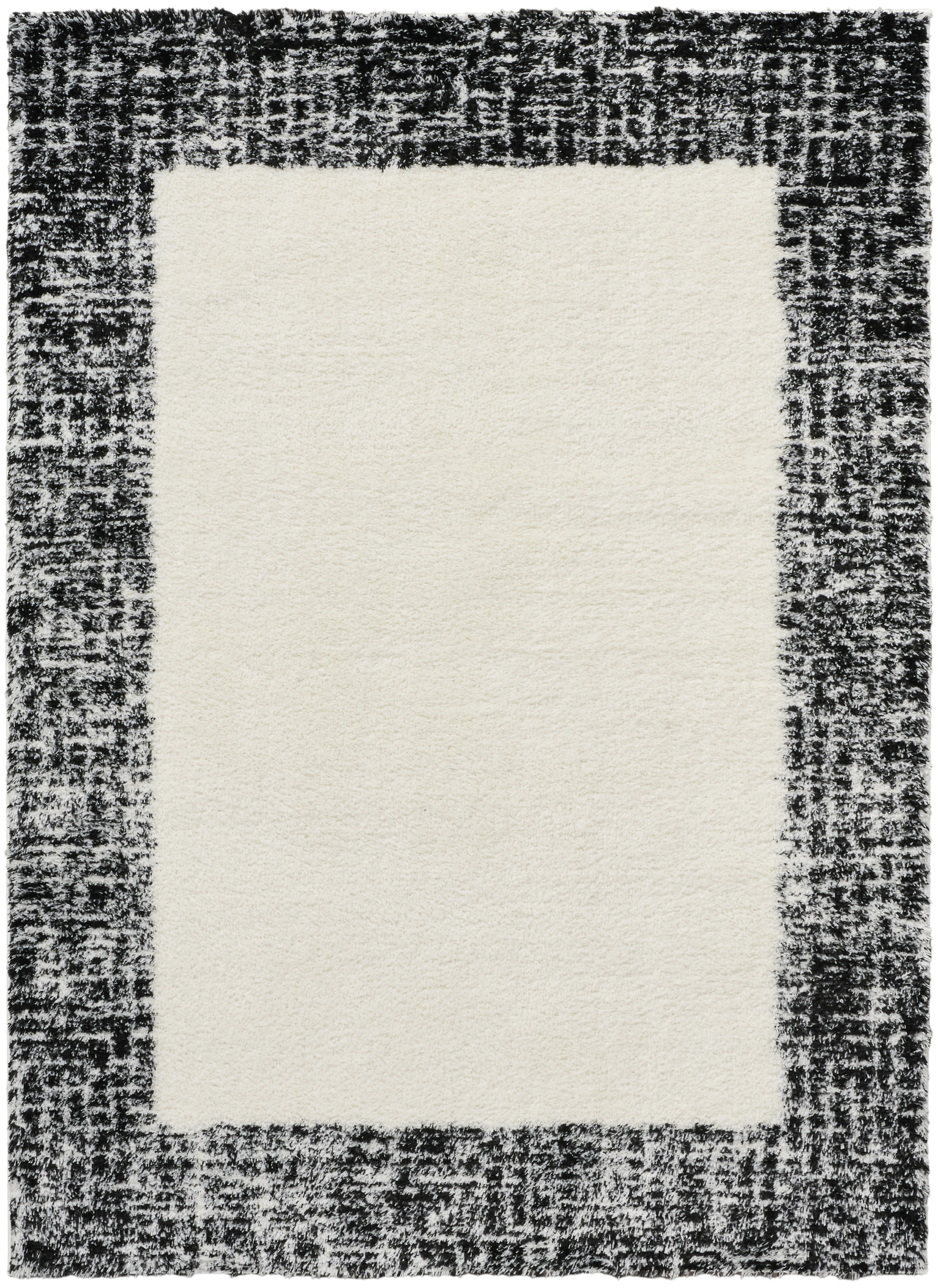 Nourison Pacific Shag 7'10" x 9'10" Ivory Black Shag Indoor Rug