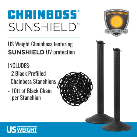 ChainBoss Stanchion - Black Filled with Black Chain 2