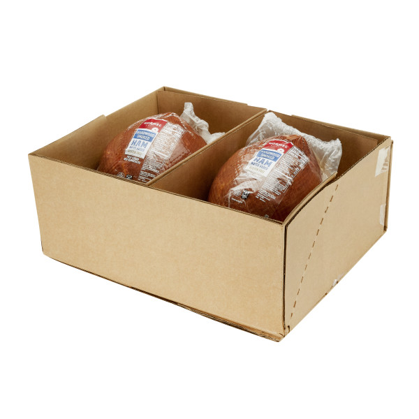 HORMEL(r) Hardwood Smoked Pit Ham, Water Added, 2 pc . C1RM - Front Right Open Case (Hi Res)