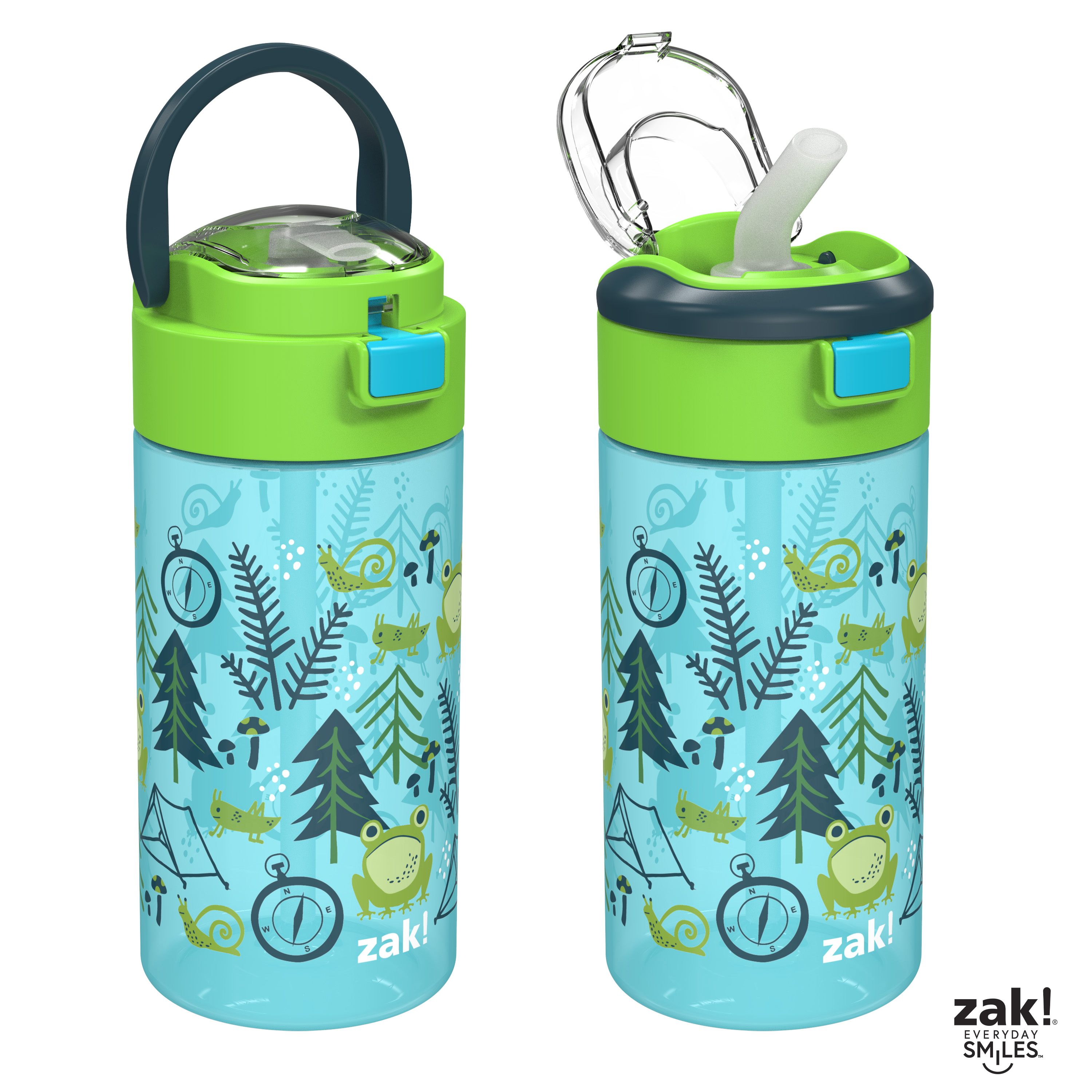 Flex 18 ounce Reusable Plastic Water Bottle with Push-button lid, Camping, 2-piece set slideshow image 10