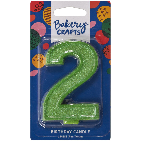 2 Glitter Numeral Candles