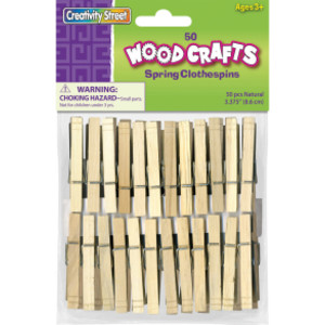 Spring Clothespins, Natural, Extra-Large, 3-3/8", 50 Pieces