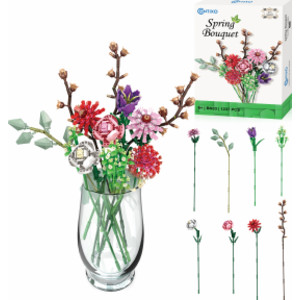 BK03 Spring Bouquet Floral Collection Building Block Set, 1237 Pieces