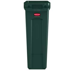 Rubbermaid Commercial, Vented Slim Jim, 23 gal, Resin, Green, Rectangle, Receptacle