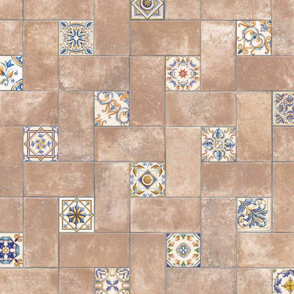 Toscana Spirale Montalcino with Giotto Deco 15-7/8 in. x 23-3/4 in. Porcelain Floor and Wall Tile