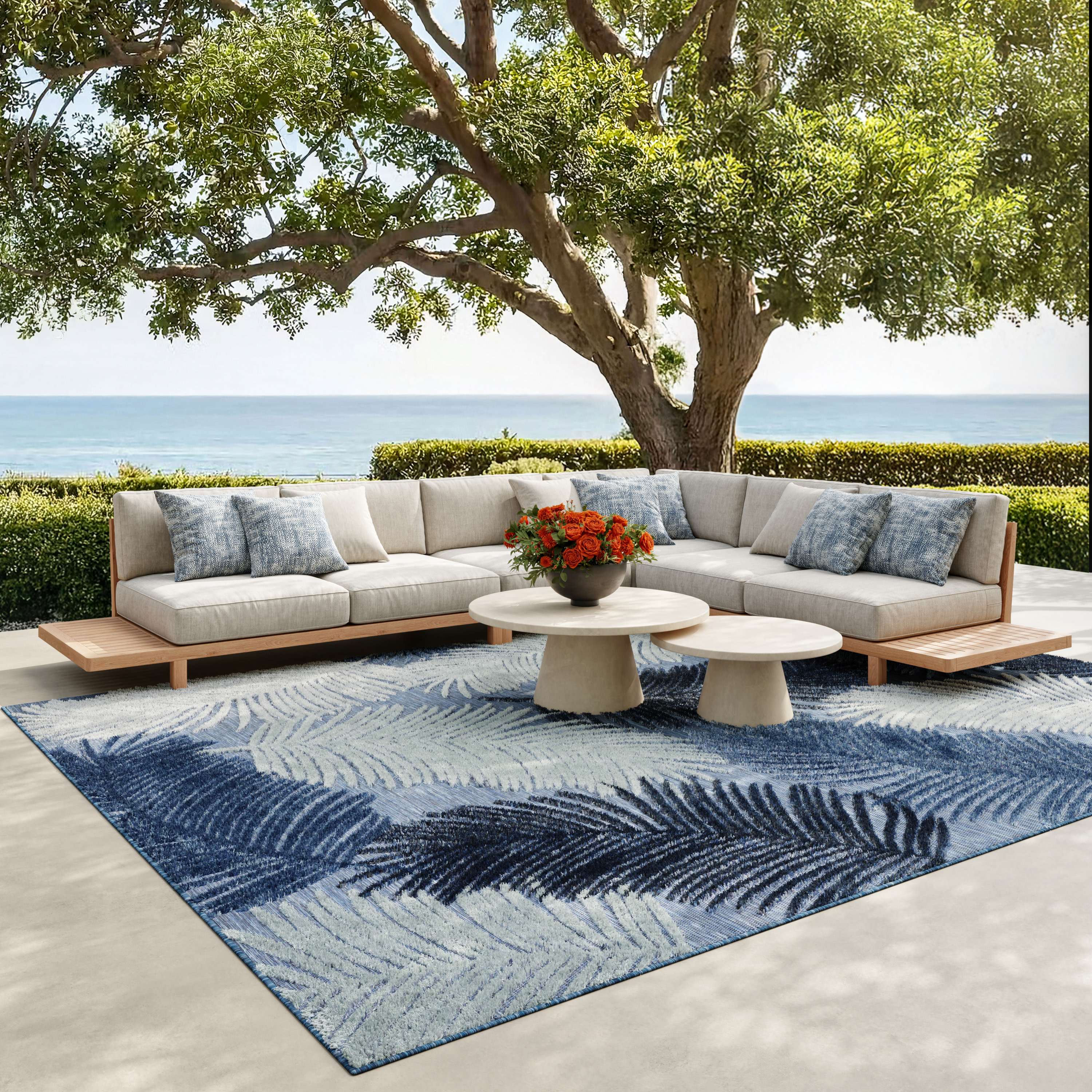 Nourison Suncoast 7'10" x 9'10" Denim Tropical Rug