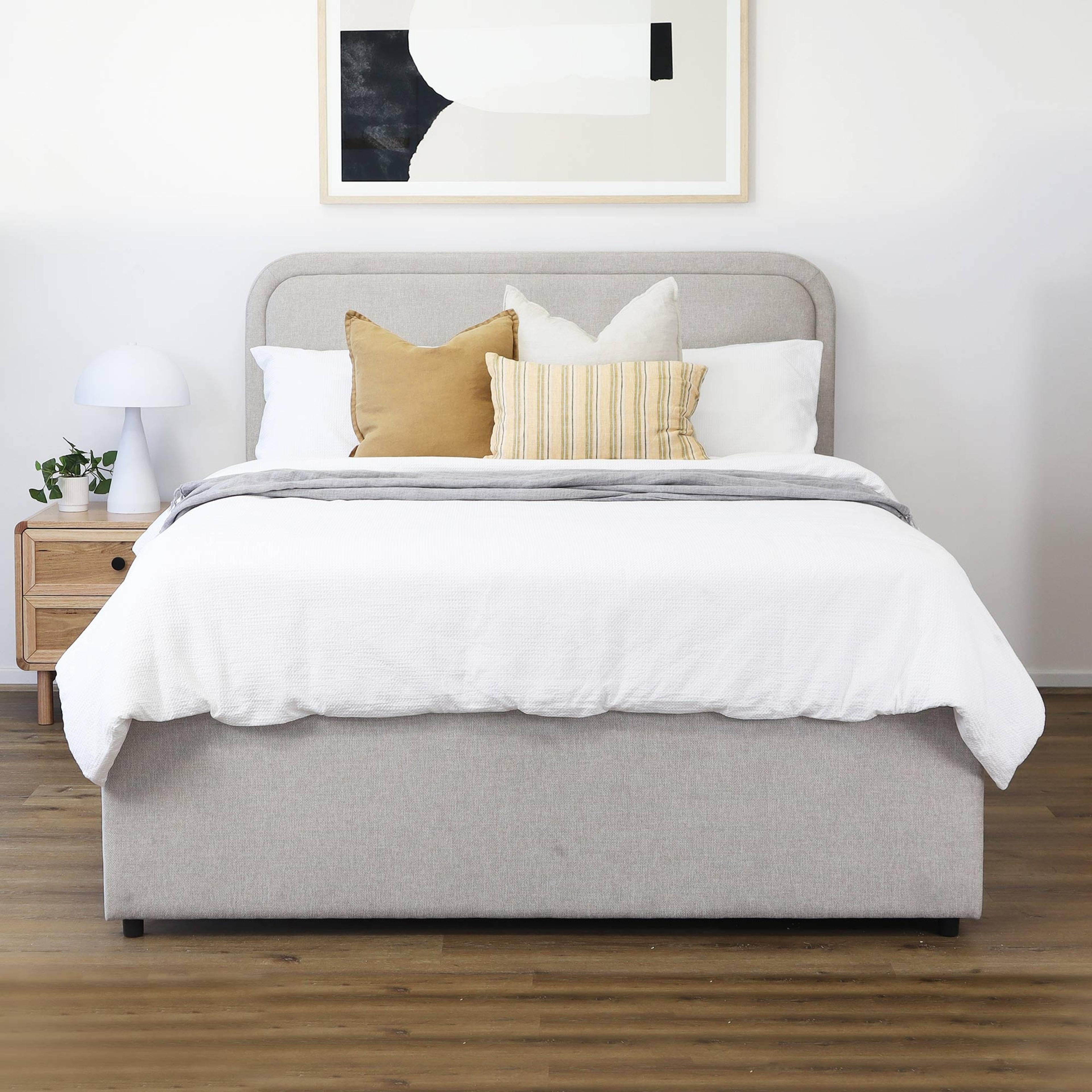 Lifestyle image of the  Eden Bed Frame, Trundle Base, Natural from Forty Winks