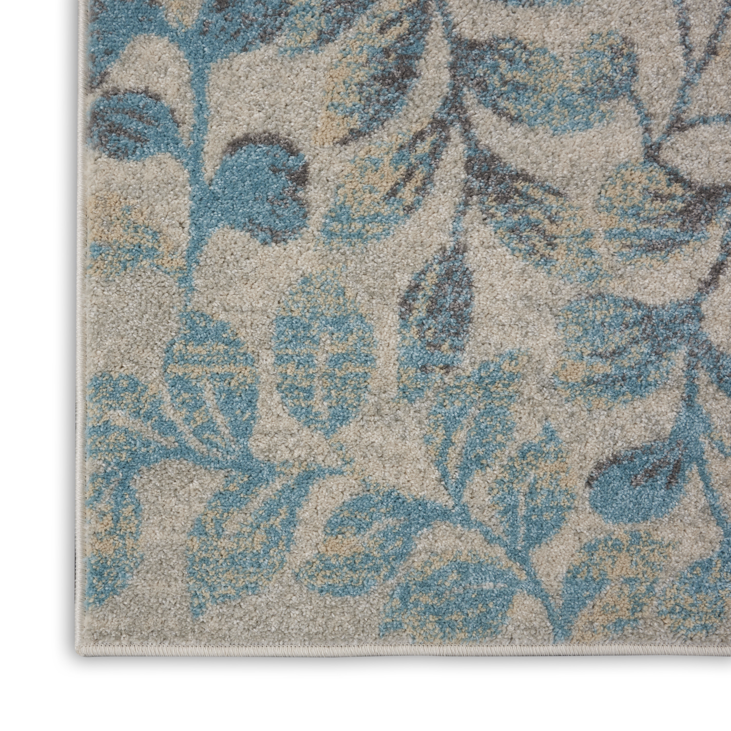 Nourison Tranquil 2' x 4' Ivory Turquoise Farmhouse Indoor Rug