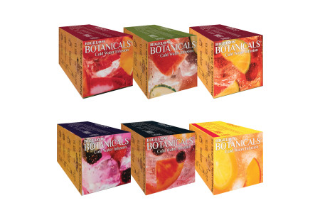 Top of boxes Assorted Bigelow Botanical Cold Infusion 6 boxes total of 108 teabags