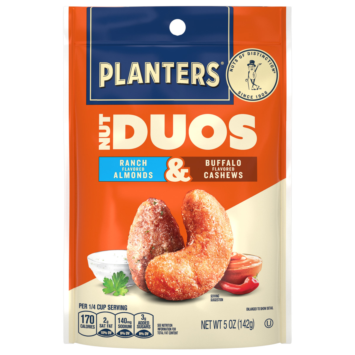 PLANTERS(r) Buffalo Cashew and Ranch Almond, 12-5 oz . C1N1 - Front No Plunge In Package (Hi Res)