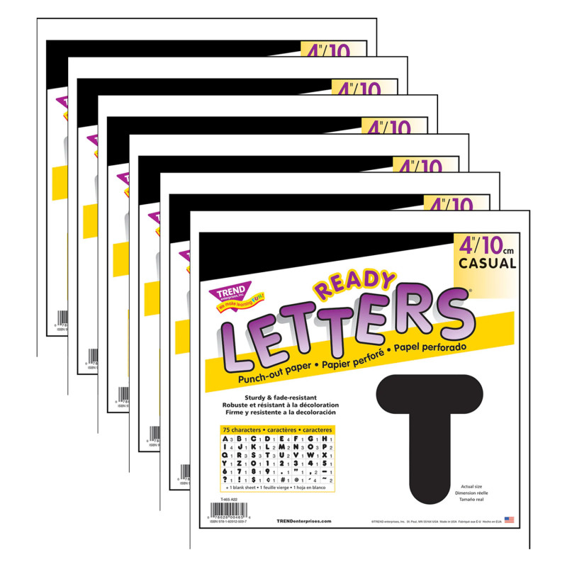 Black 4" Casual Uppercase Ready Letters®, 6 Packs