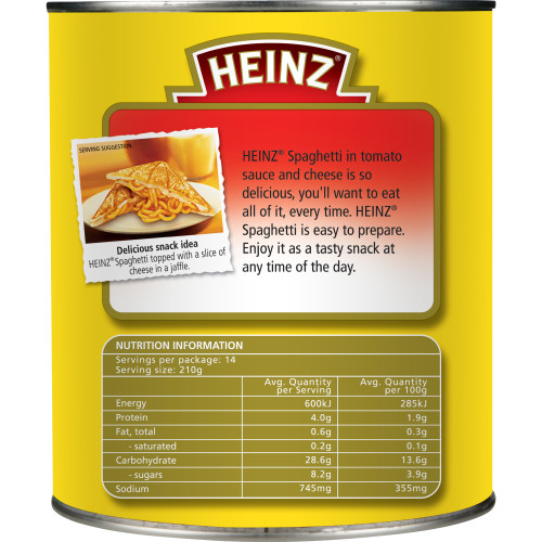  Heinz® Spaghetti in Tomato Sauce & Cheese 2.95kg 