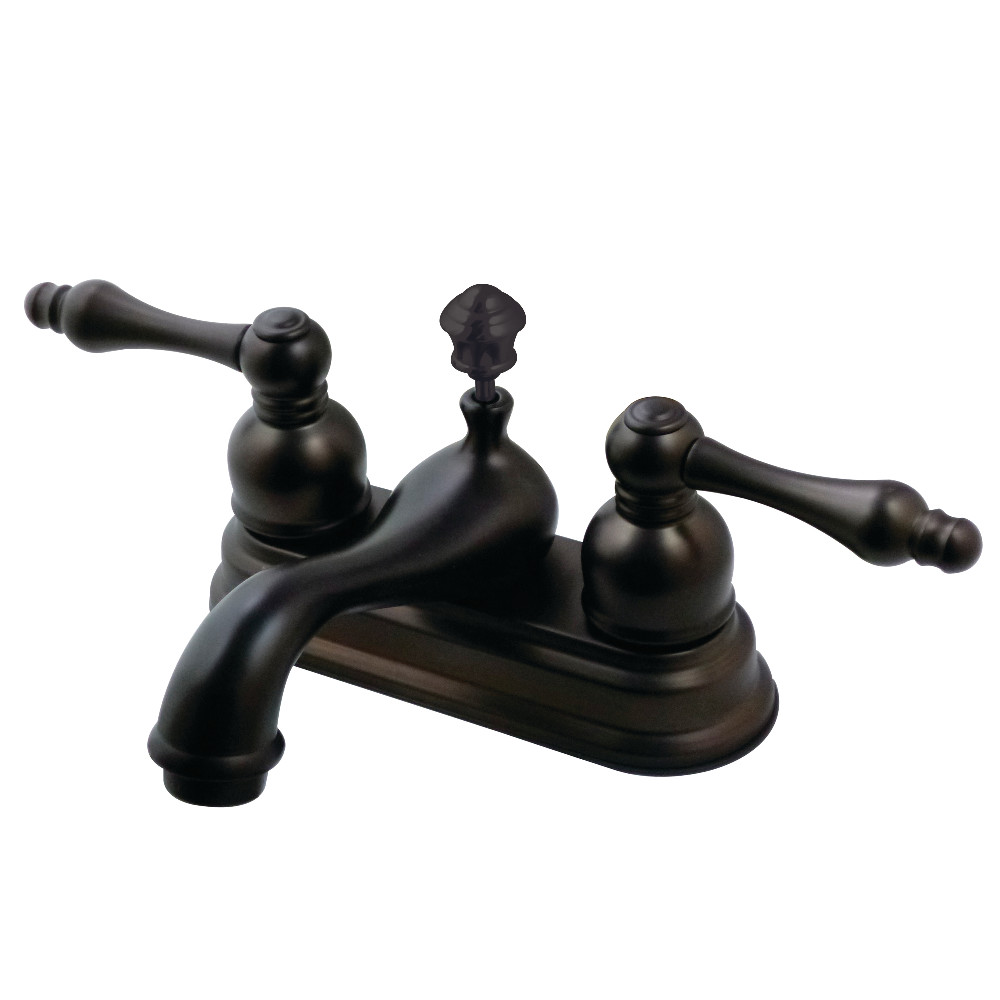 Double-Handle 3-Hole Deck Mount 4-Inch Centerset Bathroom Faucet with Pop-Up Drain, Oil Rubbed Bronze