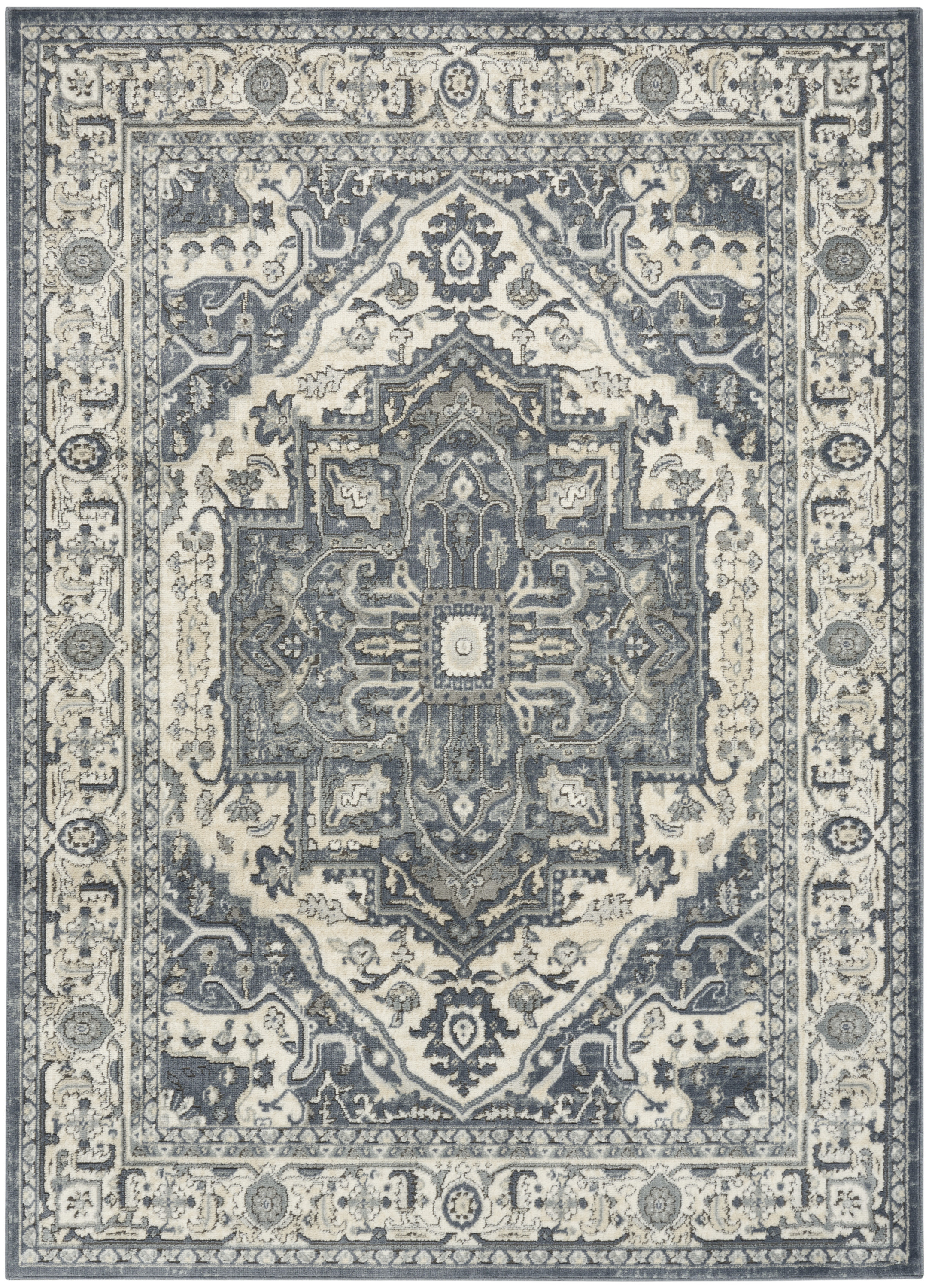 Nourison Quarry 3'9" x 5'9" Navy Ivory Vintage Indoor Rug