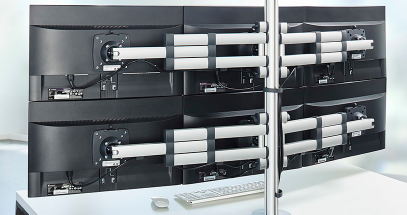 Position multiple monitors for perfectly aligned viewing.